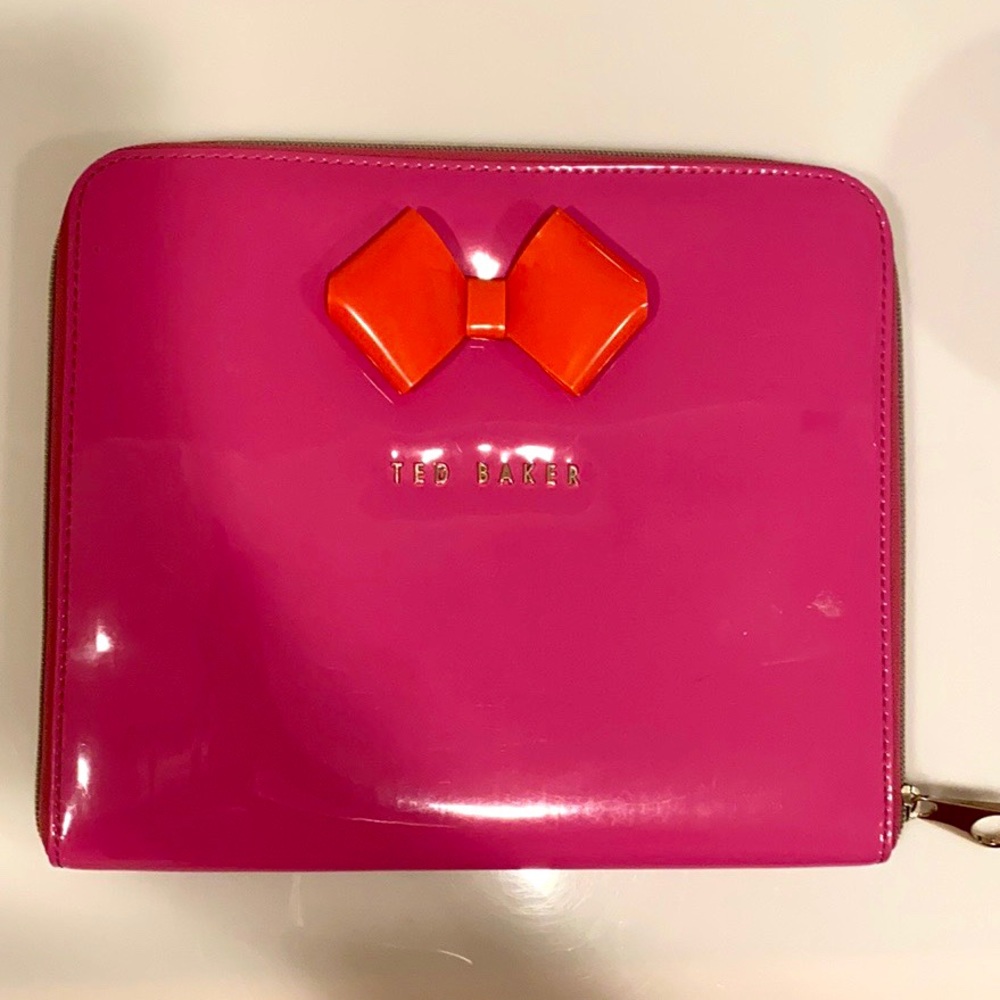 TED BAKER iPad case in pink/purple with orange bow